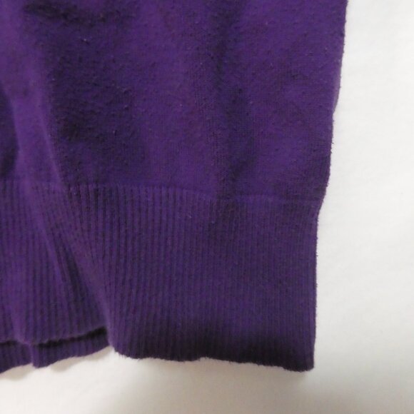 SUZY SHIER | xl - extra large | Stylish Purple V-Neck Sweater | Rolled Cuffs - Picture 9 of 16